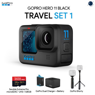 GoPro Hero 11 Black Travel Pack Set 1 (Sandisk Extreme Pro 128GB, GoPro Shorty, แท่นชาร์จ และ แบตเตอรี่ GoPro)