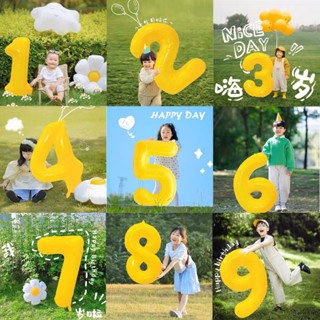 ร้านไทย🙂ลูกโป่งตัวเลขสีเหลือง ขนาด 40" พร้อมส่งจากไทย🙂