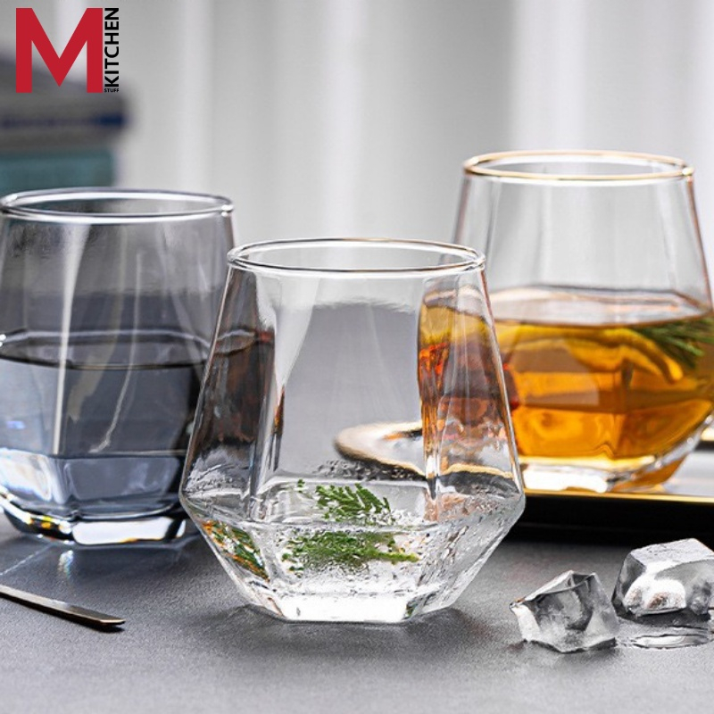 M KITCHEN แก้ว แก้วน้ำ แก้วกาแฟ แก้วคาเฟ่ แก้วทรงเหลี่ยม 310/570 ml แก้วเหล้า แก้วสไตล์เกาหลี