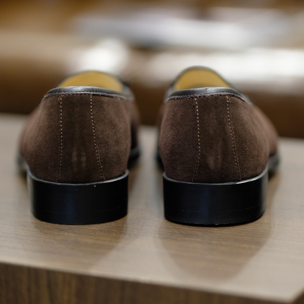 British รองเท้าหนัง Tassel Belgian Loafer Shoes Suede (Brown)