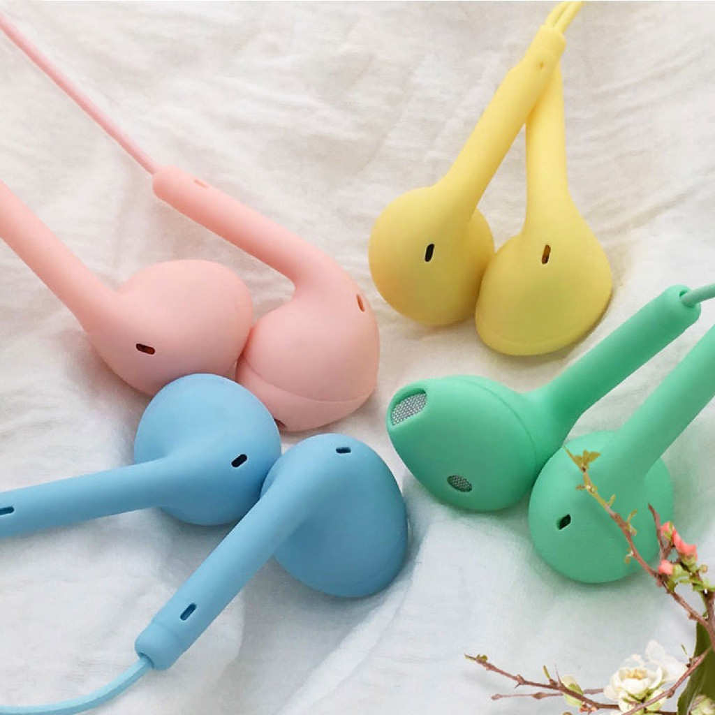 หูฟัง Aพร้อมไมโครโฟน Wired Earphone Audio Jack 3.5mm Headphone Colorful Matte Earbuds Stereo