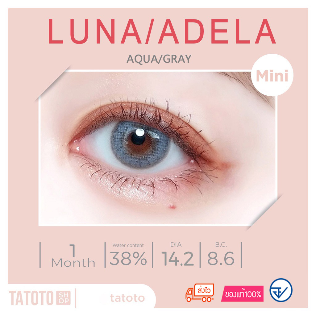 คอนแทคเลนส์สี ใส่สบาย ไม่แสบตา │ อย.ไทย │ ส่งจากไทย │รุ่นLuna aqua/Naturan gray