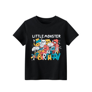 GRrr เสื้อยืดเด็กโต DT9068 LITTLE MONSTER HAPPY BIRTHDAY