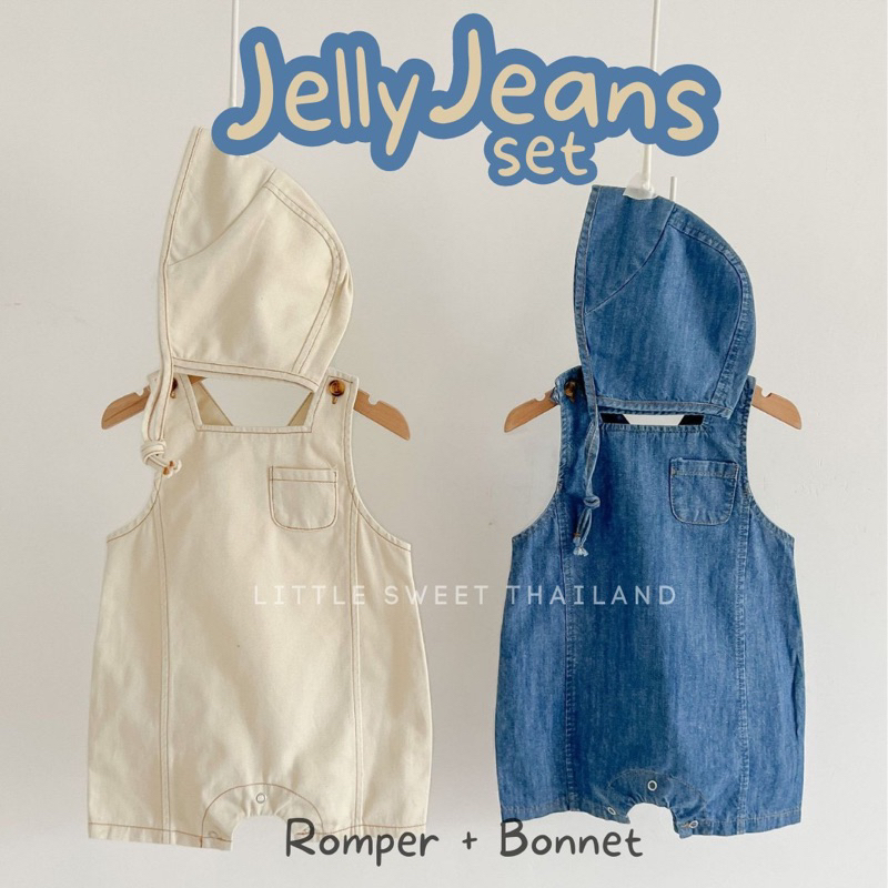 littlesweetthailand Jelly Jeans romper and Bonnet set