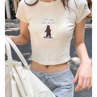 พรีออเดอร์ PREORDER Brandy Melville Ashlyn Snow Lodge Crop Top Baby Tee