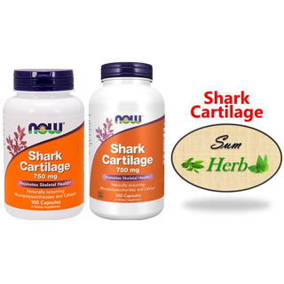 (พร้อมส่ง) NOW Shark Cartilage -- 750 mg - 100/300 Capsules. กระดูกอ่อนปลาฉลาม บำรุงกระดูก กระดูกอ่อน