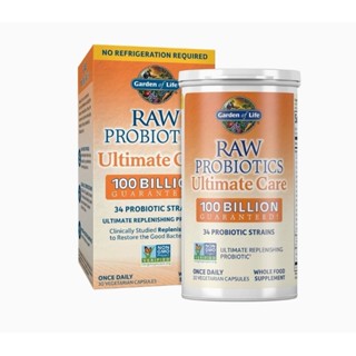 Garden of Life Raw Probiotics Ultimate Care 100 Billion CFU  Digestive Enzymes, 30 Capsules