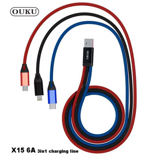 ouku X15 สายชาร์จ 3in1 2A 1M มีให้ 3 หัว for L/Micro/Type-C ใช้ง่าย