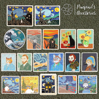 ʕ •ᴥ•ʔ ✿ พร้อมส่ง : เข็มกลัดเซ็ทภาพวาดวินเซนต์ แวนโก๊ะ | “The Starry Night” - Vincent Van Gogh Enamel Brooch Pin Set.