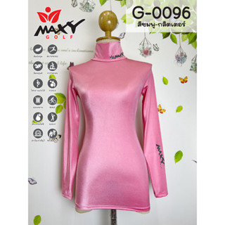 เสื้อบอดี้ฟิตกันแดดกลิตเตอร์เงา(คอเต่า) ยี่ห้อ MAXY GOLF(รหัส G-0096 กลิตเตอร์-ชมพู)