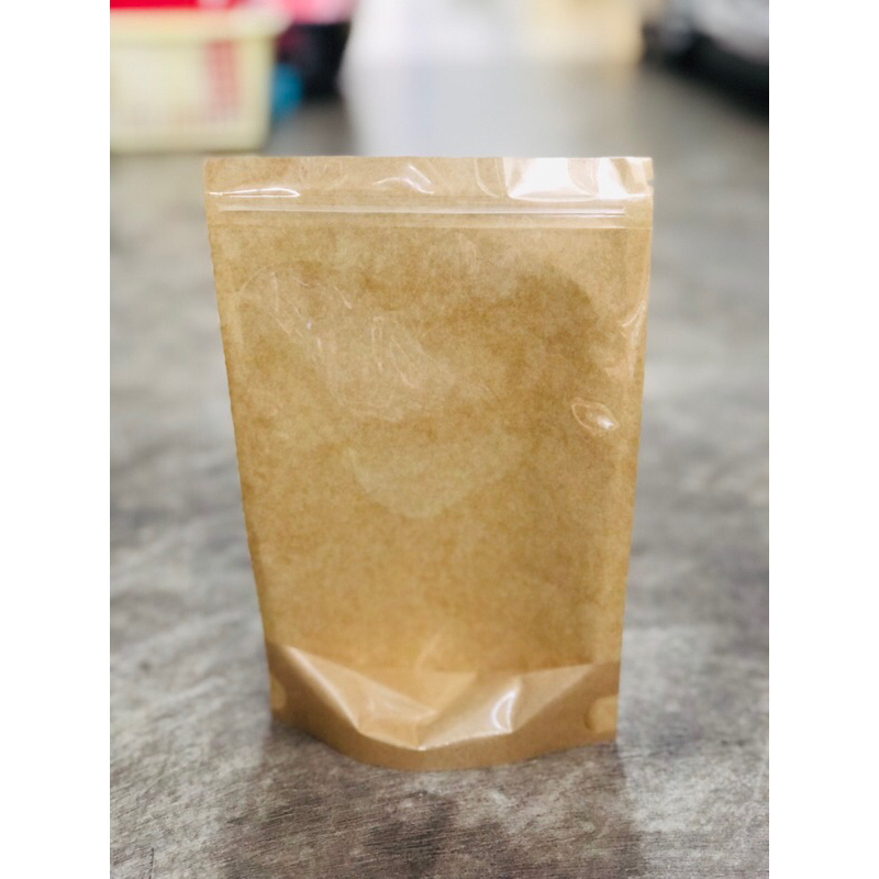 ถุงซิปหน้าใสหลังคราฟ ตั้งได้ (16x24ซม.) 50ชิ้น