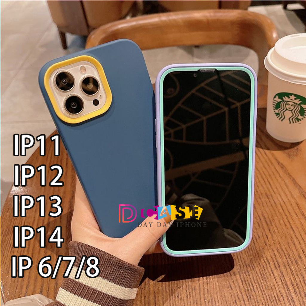3 in 1 ซิลิโคนเหลวนุ่ม เคส เคสประกบสีพื้น เคส For iPhone 11 Pro Max 13 14 Pro Max X XR XS Max 6 7 8 Plus SE 2020