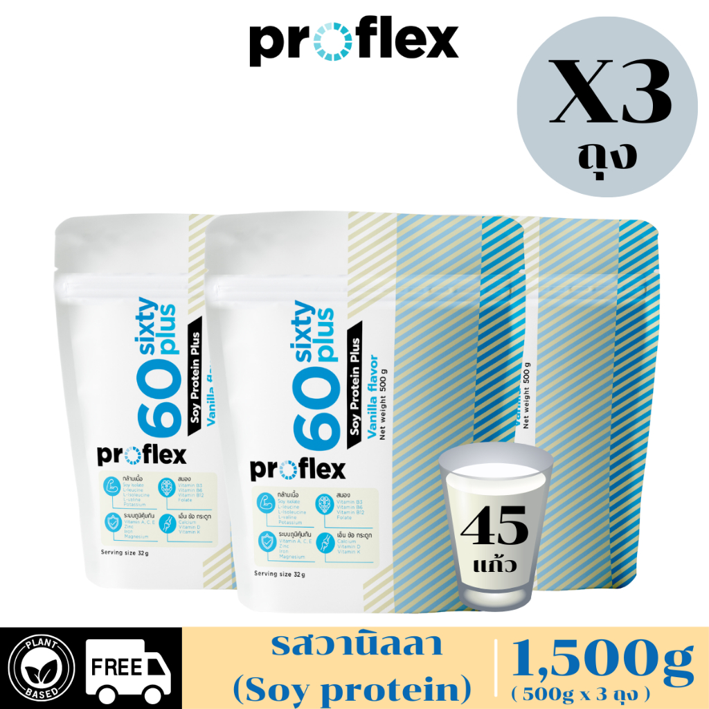 Proflex whey protein 60+ จำนวน 5 ถุง สารอาหารครบสำหรับผู้สูงอายุ สำหรับผู้ใหญ่
