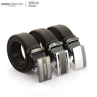 Louis Montini (Sanchez) Automatic Buckle Belt เข็มขัดหนังแท้ เข็มขัดหัวออโต้เมติก ผู้ชาย หนังวัวแท้ MGN377