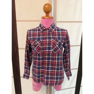 AUTHENTIC SHIRT FLANNEL [UNIQLO Brand_2nd hand] เสื้อเชิ้ตแขนยาวลายสก๊อตผ้าฝ้าย​💯%/ Size 140/ แท้มือสองกระสอบนำเข้า​