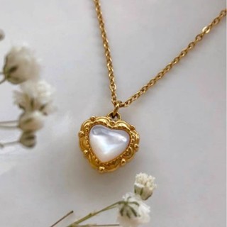 𝐋𝐀𝐃𝐘.𝐋𝐔𝐗𝐔𝐑𝐘 - Vintage Heart neclace 14𝐊 Gold plated🪞✨สร้อยคอชุบทอง14K