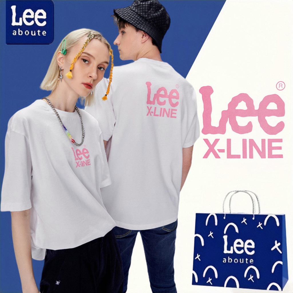 Lee® เสื้อยืดคอกลมแขนสั้น สไตล์พื้นฐาน#PINK Lee ไซส์ใหญเสื้อยืดชายผู้หญิง เสื้อยืดผ้าฝ้ายคู่รัก # สี
