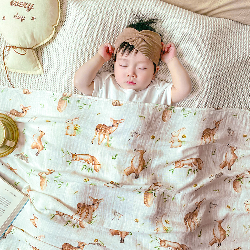 ผ้าห่มมัสลินใยไผ่ Muslin​ Bamboo​ Swedle blanket ขนาด 120*120 cm*New 2024 สินค้าพร้อมส่ง