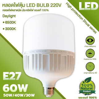 หลอดไฟ ไฟตลาดนัด LED E27 ขนาด60w/50w/40w/30w LED BULB ขาว/วอร์ม(Daylight) ขั่วมาตรฐานE27 ไฟบ้าน 220V ไฟตลาดนัด ไฟแม่ค้า