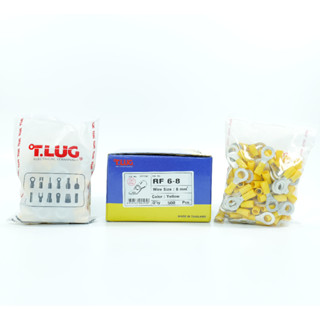 T.LUG RF 6-8 TLUG หางปลากลมหุ้ม เบอร์ 6 RF 6-8 T-Lug TLUG หางปลา หัวกลมแบบกลมหุ้ม (RF) สีเหลือง 6-8 ใช้กับสาย 6sq.mm