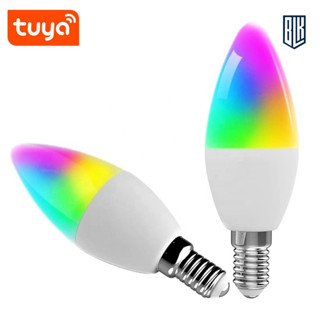 TUYA แสงเทียน 5W E14 หลอดไฟ LED Tuya wifi หลอดไฟอัจฉริยะ 5W E14 แสงสีขาว+หลอดไฟ RGB Smart life APP ควบคุม การควบคุมคำสั่