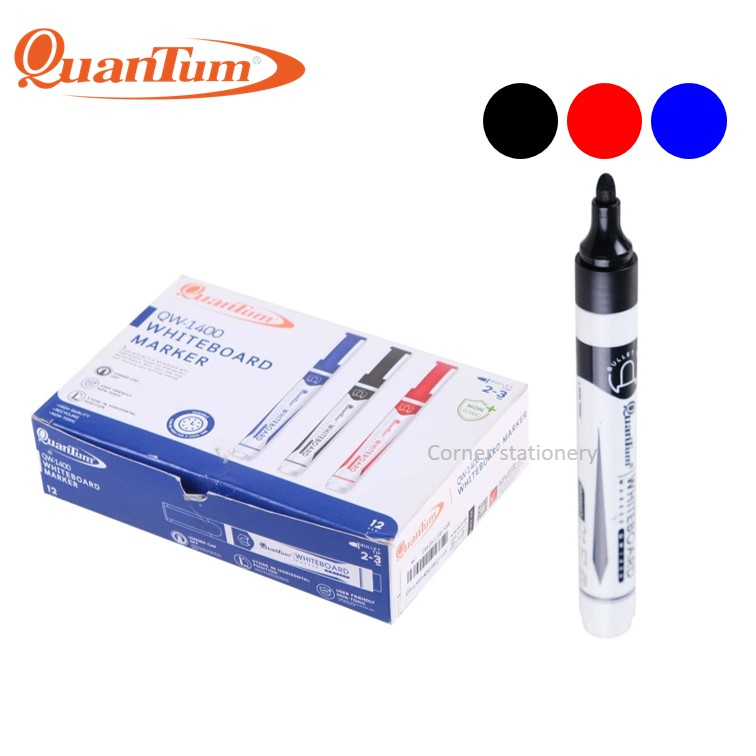 ปากกาไวท์บอร์ด ควอนตั้ม Quantum รุ่น QW-1400 น้ำเงิน,ดำ,แดง(whiteboard marker) กลิ่นไม่ฉุน หมึกเข้ม