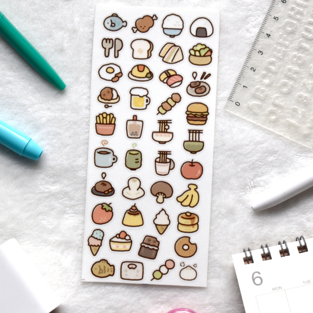 STICKER สติ๊กเกอร์ใสลายอาหารญี่ปุ่นน่ารักๆ สติ๊กเกอร์ปุ๊กปิ๊ก PVC สไตล์ญี่ปุ่น ไว้สำหรับ ตกแต่งสมุดไดอารี่สมุดโน๊ต
