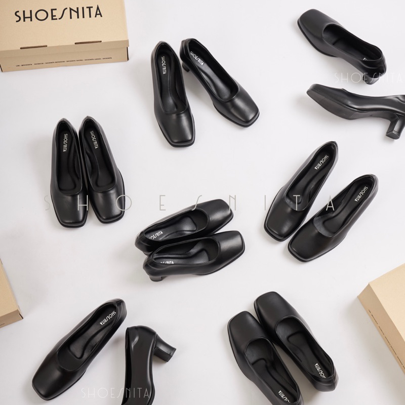 🔥SALE🔥รองเท้าคัทชู นักศึกษา หัวตัด ส้น 2 นิ้ว 36-44  คัชชูรับปริญญา ถูกระเบียบ SHOESNITA