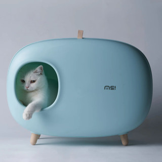 MAKE SURE Cat Litter Box Enclosed Design, Large Space Litter Box with Lid Prevent Sand Leakage and Isolate Odors