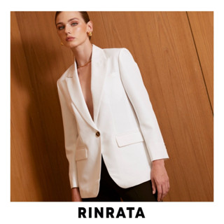 RINRATA - Foster Jacket เสื้อสูท สีขาว แขนยาว ปกแหลม ปลายโค้ง ทรง โอเวอร์ไซส์เล็กน้อย เสื้อทำงาน สูทแฟชั่น