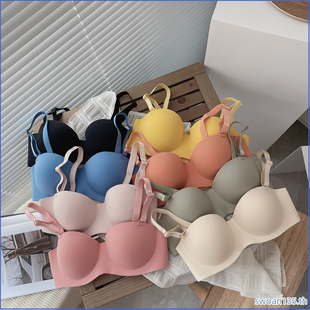 BRAbra ชุดชั้นในสตรีชิ้นเดียวเรียบเรียบง่ายไร้รอยต่อหน้าอกเล็กรวบรวมหน้าอกเล็กใหญ่ ถนอมทรงดีมาก เสื้อชั้นใน เกาะอก สายถอดได้