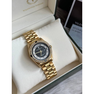 Valentino Domani VD001 Diamond Round Day-Date Black Dial Kingsize