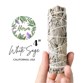 (4" นิ้ว) White sage แคลิฟอร์เนีย ไวท์เสจ จุดไล่พลังงานไม่ดี ป้องกันพลังงานชั่วร้าย