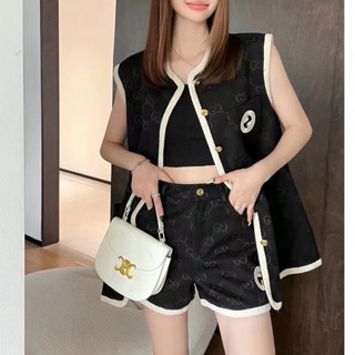 GUCCI GG SET เกรดมิลเลอร์ ชุดเซท เสื้อ แจ็คเก็ต ผ้าทอ + กางเกงขาสั้น กุชชี่