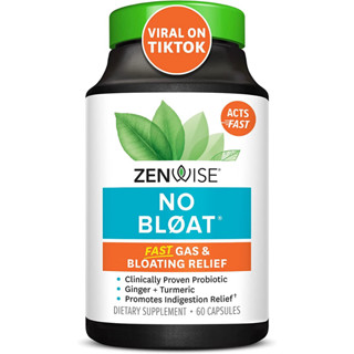 Zenwise No bloat 60 Capsules บรรเทาอาการท้องอืด ท้องเฟ้อ อาหารไม่ย่อย