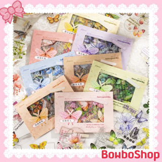 BowboShop🎀 30แผ่น/แพ็ค PET สติ๊กเกอร์กันน้ำลาย ผีเสื้อ ลูกไม้ สำหรับตกแต่งDIY 🇹🇭พร้อมส่งจากไทย🇹🇭