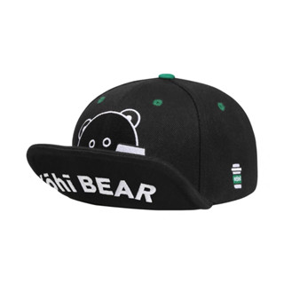 MMLABCREW หมวก Cap ปีกด้านหน้ายกได้ ลาย Kohi Bear สีดำ