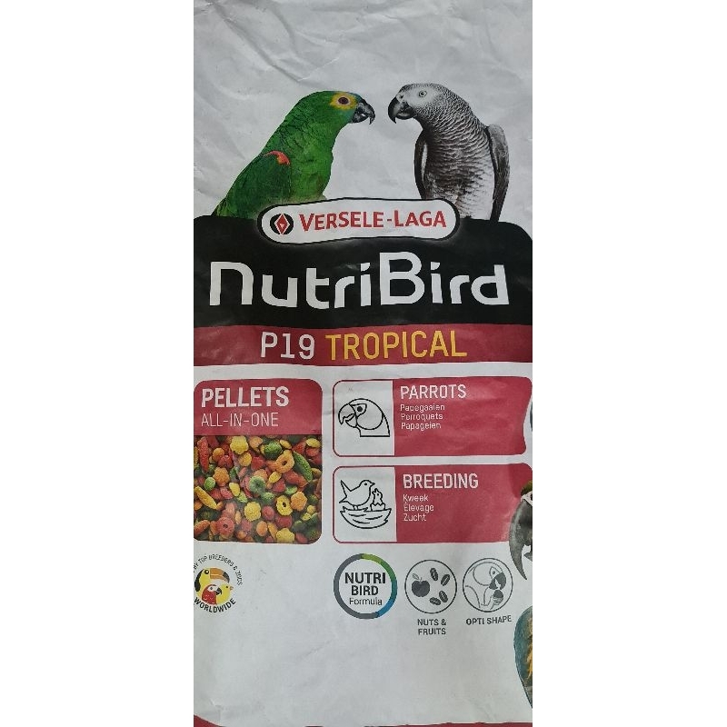 NutriBird P19 Tropical อาหารเม็ดสี สำหรับ นกมาคอว์ กระสอบ 10 kg