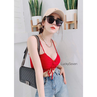 wonder fashion เสื้อสายเดี่ยวไหมพรม เชือกรูดด้านหน้า ทรงเก๋ เป็นแบบจั้มช่วงอกแล้วผูกโบว์ ลุค..แซ่บบบ ใส่กับอะไรก็ดูสวย