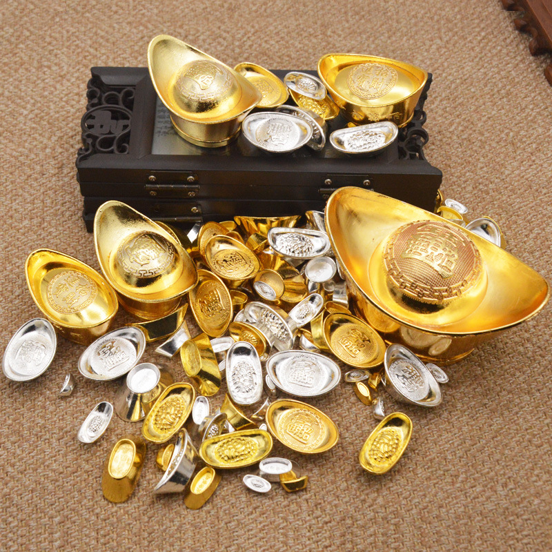 ก้อนทองมงคล ก้อนเงินมงคล (โลหะ) กิมตุ้ง หยวนเป่า ก้อนเงินจีนโบราณ ทองแท่ง เรียกเงินเรียกทอง นำโชคลาภ เสริมฮวงจุ้ย