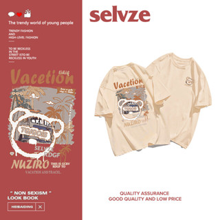 SELVZE （พร้อมส่งจากกทม มาถึงใน 3วัน）เสื้อยืดผู้หญิง การ์ตูนน่ารักหมีแขนสั้นเสื้อยืด A1979