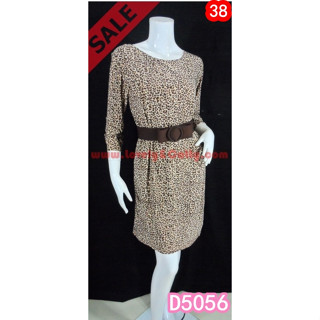 SaLe (อก38) D5056  Dressผ้าเกาหลีเนื้อดีซับในตัว ลายเสือ เอวปล่อย ซิบซ่อนหลัง หาเข็มขัดคาดซักเส้นก็ดูดีค่ะ