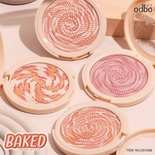 #OD1308 โอดีบีโอ เบคท์ สโนว์ บลัช ODBO BAKED SNOWY BLUSH บลัชออนสีสวยหวาน ลวดลายมีความโดดเด่น