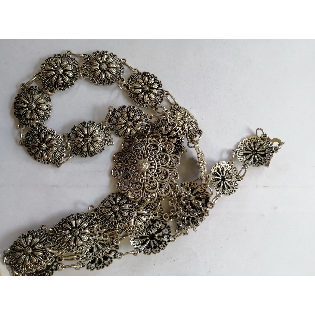 เข็มขัดโลหะสีเงินรมดำ FF2 Handmade