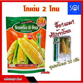 โกลเด้น2โทน (GOLDEN TWO TONE) 200 กรัม🌽 เมล็ดพันธุ์ข้าวโพดหวานลูกผสม ซีดไลน์ 💥ฟรี ข้าวโพดหวานลูกผสม ขนาด50กรัม💥