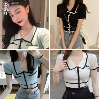 เสื้อยืดหญิงเเขนสั้น🌲 เเบบมีกระดุมหน้า เนื้อผ้าเป็นไหมพรมนุ่มมากใส่สบาย🌲 พร้อมส่ง 🛺TS5689