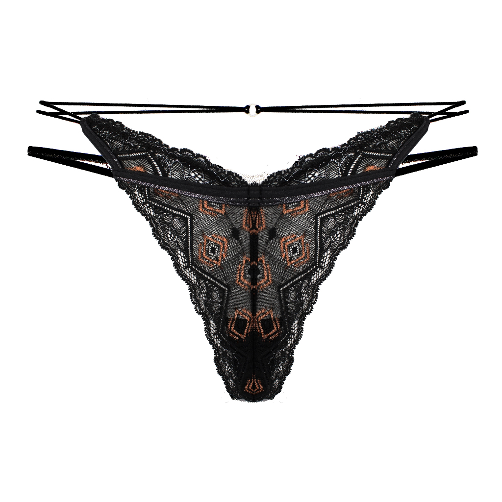 Annebra กางเกงใน ทรงตอง ผ้าลูกไม้ Thong Panty รุ่น AU3-794 สีเทาเข้ม,สีขาว