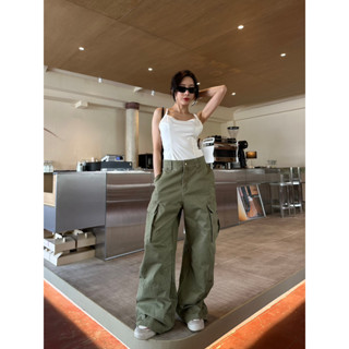 VN8136 📸 Paniny Cargo Trousers 📸 กางเกงคาร์โก้ ทรงหลวม ปลายขากว้าง