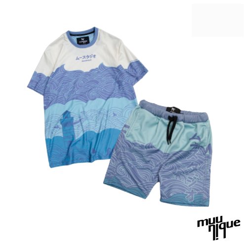 MUUNIQUE JP. Set Kids เสื้อยืดและกางเกงเด็ก รุ่น Blue Caribbean