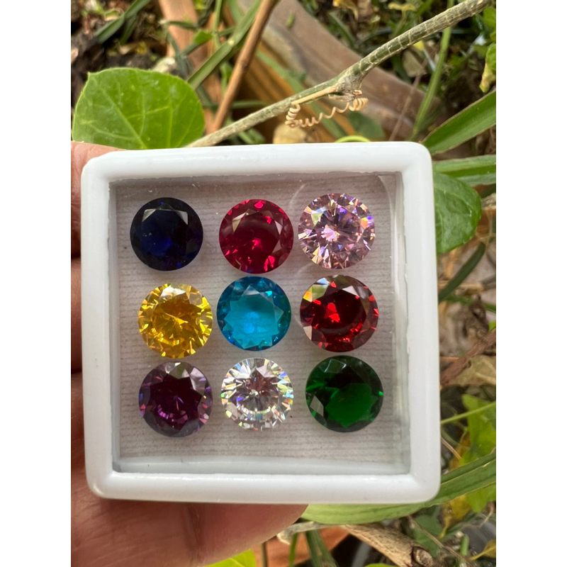 10 มม nopkaw  9 colors  cz and synthetic stones นพเก้า เพชร CZ คิวบิกเซอร์โคเนีย เพชรรัสเซีย พลอย นพ